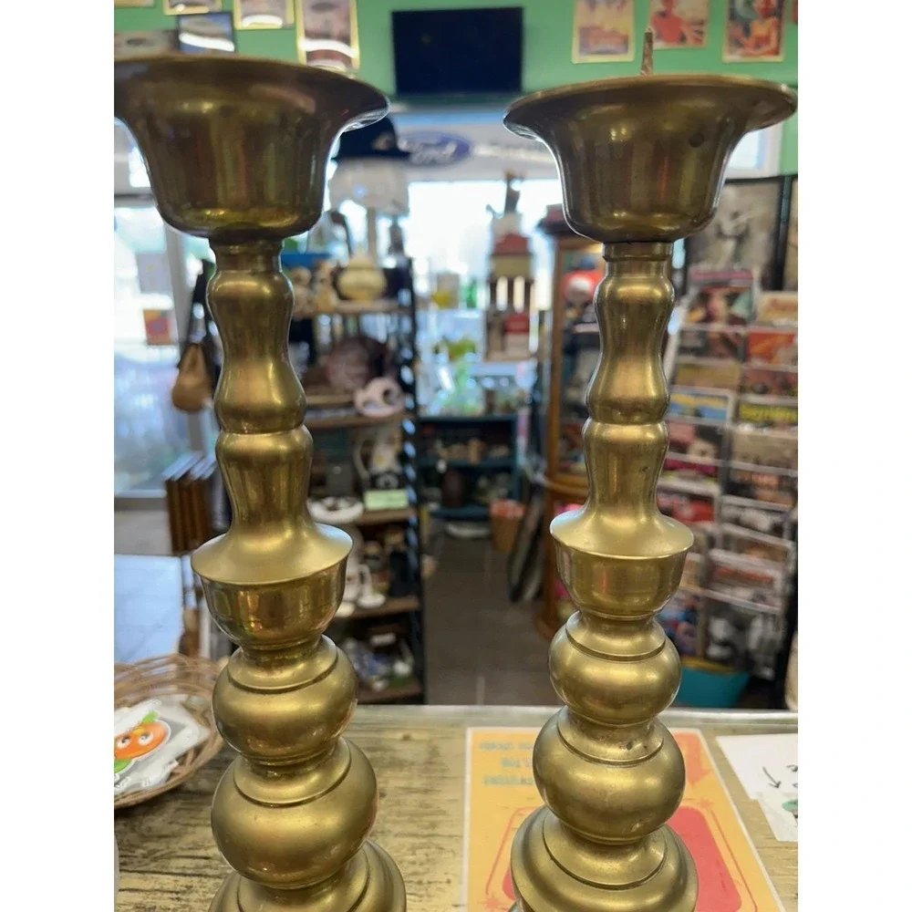 Pair of Homco Japan Brass Candlestick Holder 18